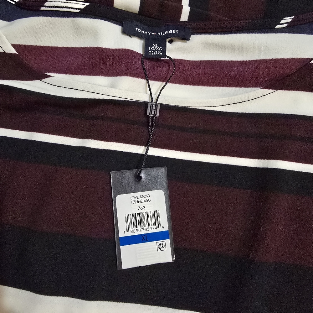NWT Tommy Hilfiger Womens Sleeveless Dress Blouse XL Purple Blue White - Picture 10 of 13